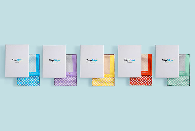 Furoshiki Scarf (Blue, Purple, Yellow, Orange, Green) イメージ 1