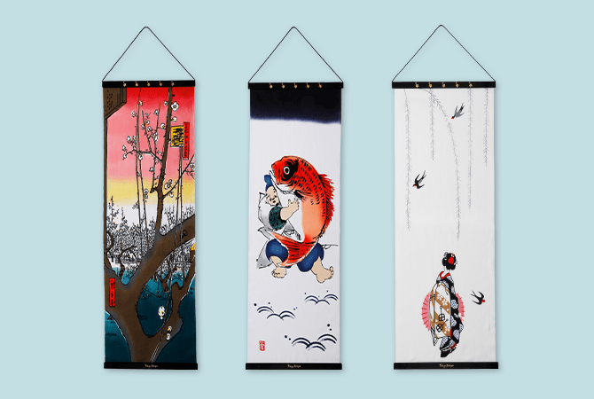 ART FRAME & ART TENUGUI（“Kabuki Costume-MICHITOSE (plum)”,“Rooster & Hanging ornament”,“KABUKI”, “Dream of Mom-and-Pop Candy Store”, “Summer in Japan”,“Carp Ascending a Waterfall”,“Ukiyoe – Sudden Evening Shower over Ohashi Bridge, Atake”, “Ebisu holding a sea bream”, “Maiko”, “Ukiyoe- Plum Estate, Kameido”） イメージ 12