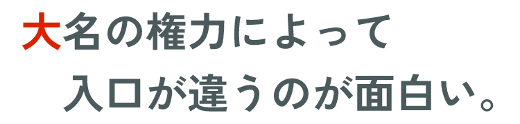 大名の権力によって入口が違うのが​面白い。
